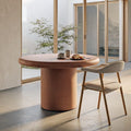Mesa comedor teja DM-microcemento salón 120 x 120 x 76 cm. Material y acabado: DM-MICROCEMENTO · TEJA