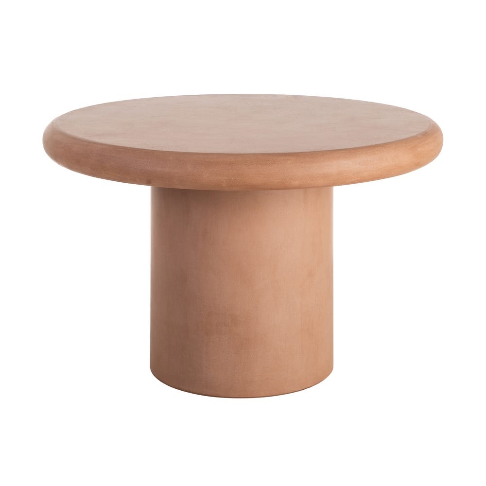 Mesa comedor teja DM-microcemento salón 120 x 120 x 76 cm. Material y acabado: DM-MICROCEMENTO · TEJA. Fotografía 2