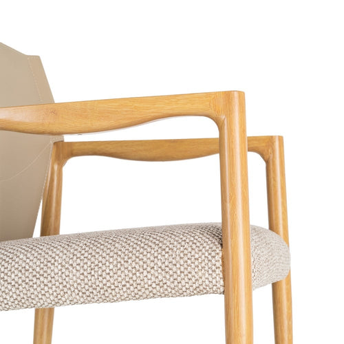 Silla con brazos natural-beige 50 x 50 x 81,50 cm. Material y acabado: METAL / TEJIDO · NATURAL-BEIGE. Fotografía 2